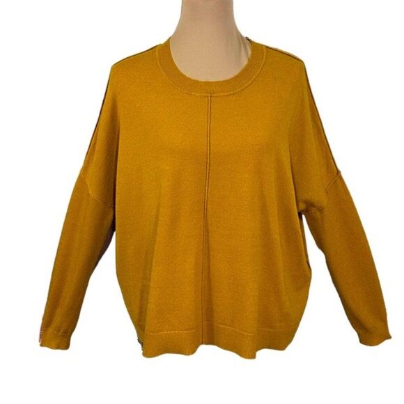 Ady P Mustard Oversized Sweater Size Medium Crew Neck - Picture 2 of 11